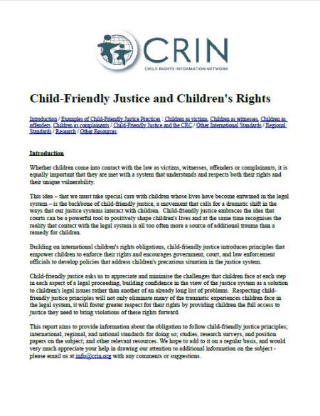 Child-Friendly Jusitce and Children's Rights Child-Friendly Jusitce and Children's Rights