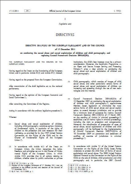 Directive 2011/92/EU of the European Parliament and of the Council Directive 2011/92/EU of the European Parliament and of the Council