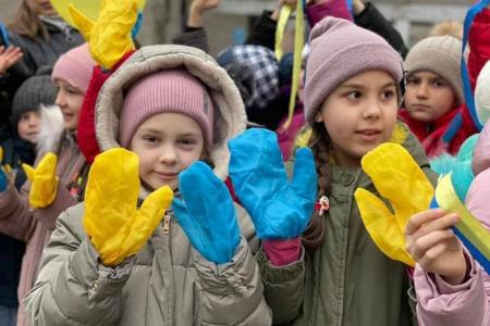 Ukrainian children celebrate the Day of Unification just weeks before the Russian invasion of their country - Photo credit: Ministry of Education and Science of Ukraine